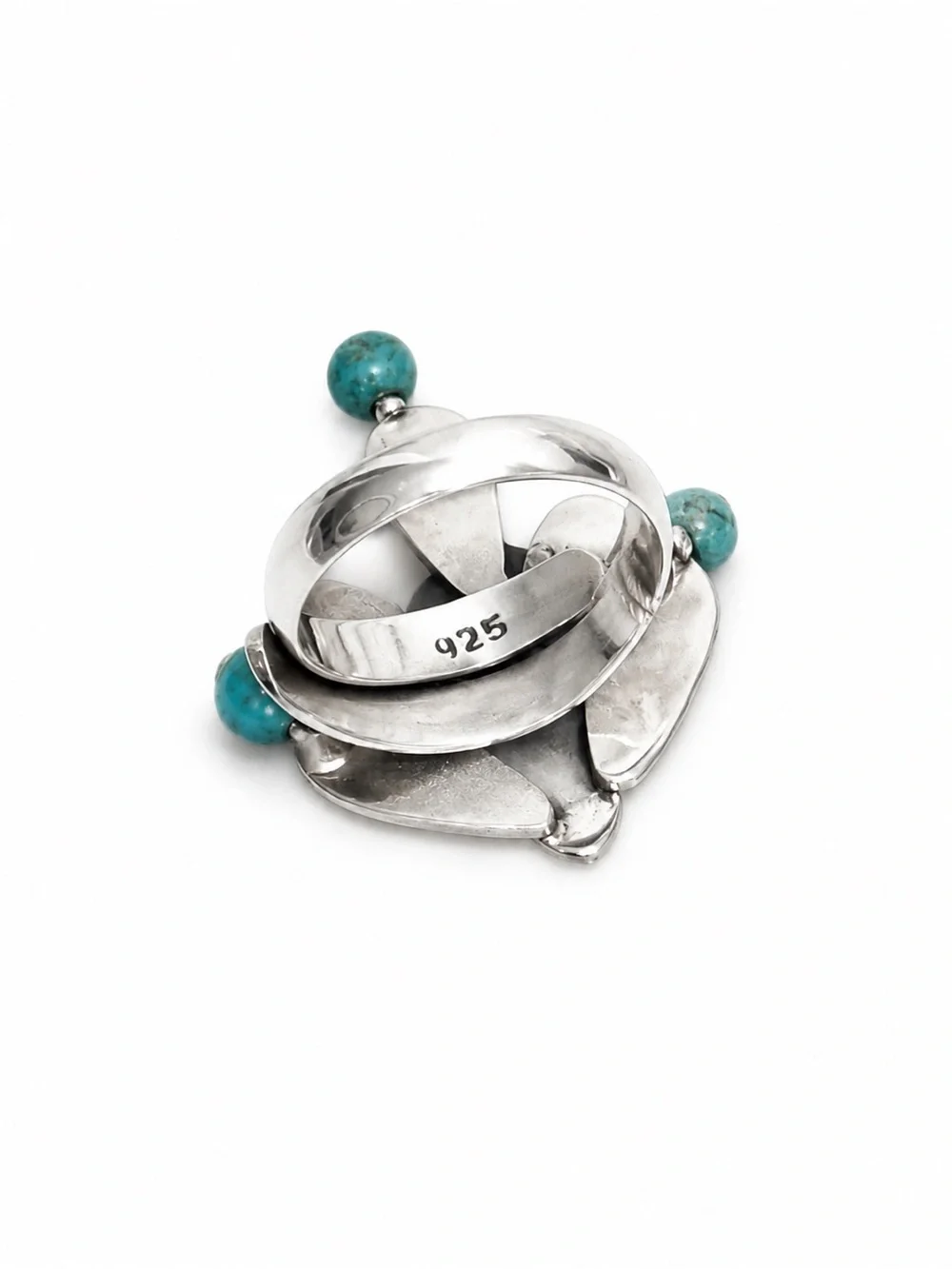 Turquoise Accent Cactus Sterling Silver Ring